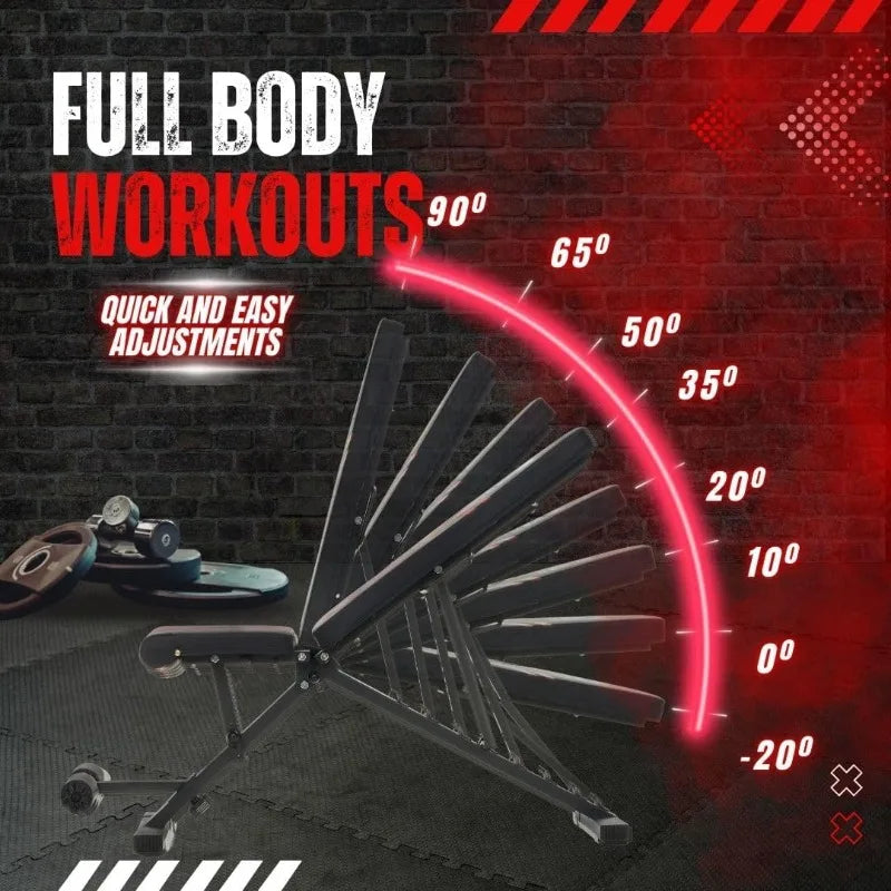 Adjustable Weight Bench for Full Body Workout Heavy-Duty Steel Construction