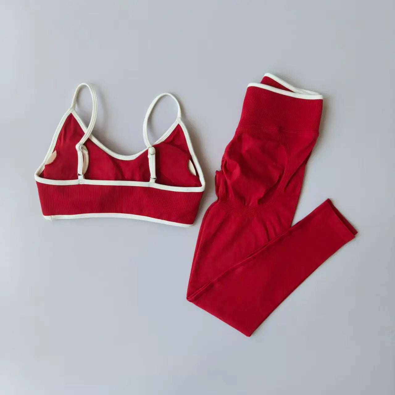 Two Piece Strappy Seamless Sports Bra And High Waist Leggings Set For Women