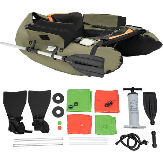 Inflatable Fishing Boat with Fish Ruler and Manual Air Pump for Easy Fishing