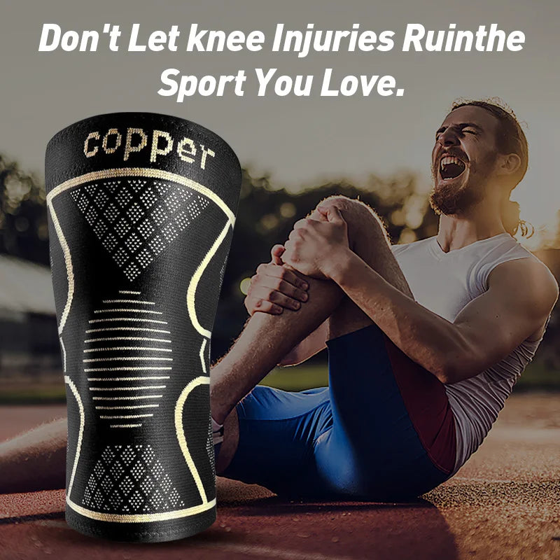 2-Pack Copper Ion Sports Knee Pads, Breathable Non-Slip Outdoor Basketball Fitness Running Basketball Fitness Knee Pads
