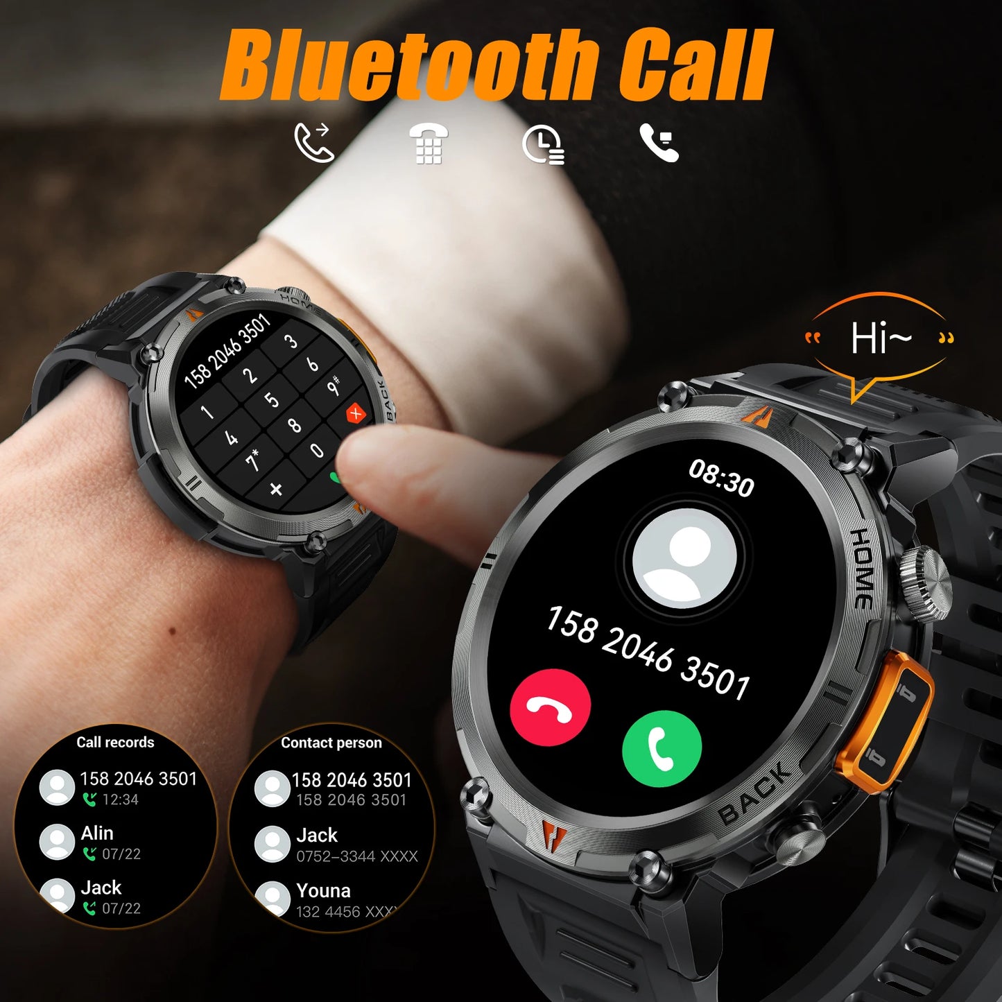 EIGIIS KE3 Smartwatch for Men with Health Monitor and Bluetooth