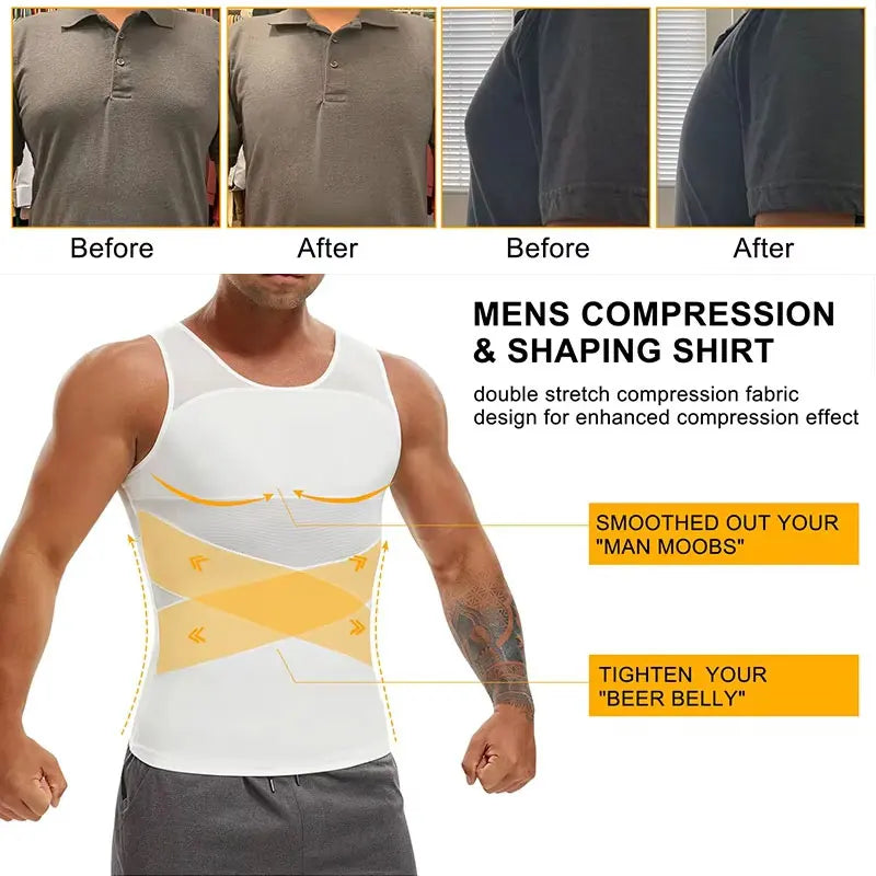 LALAMELONC Mens Cross Mesh Vest Shapewear Compression Tank Top
