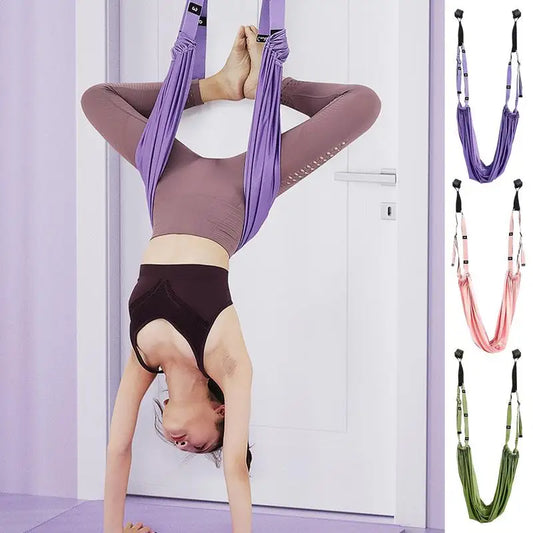 Adjustable Aerial Yoga Strap Hammock Swing for Stretching and Inversion