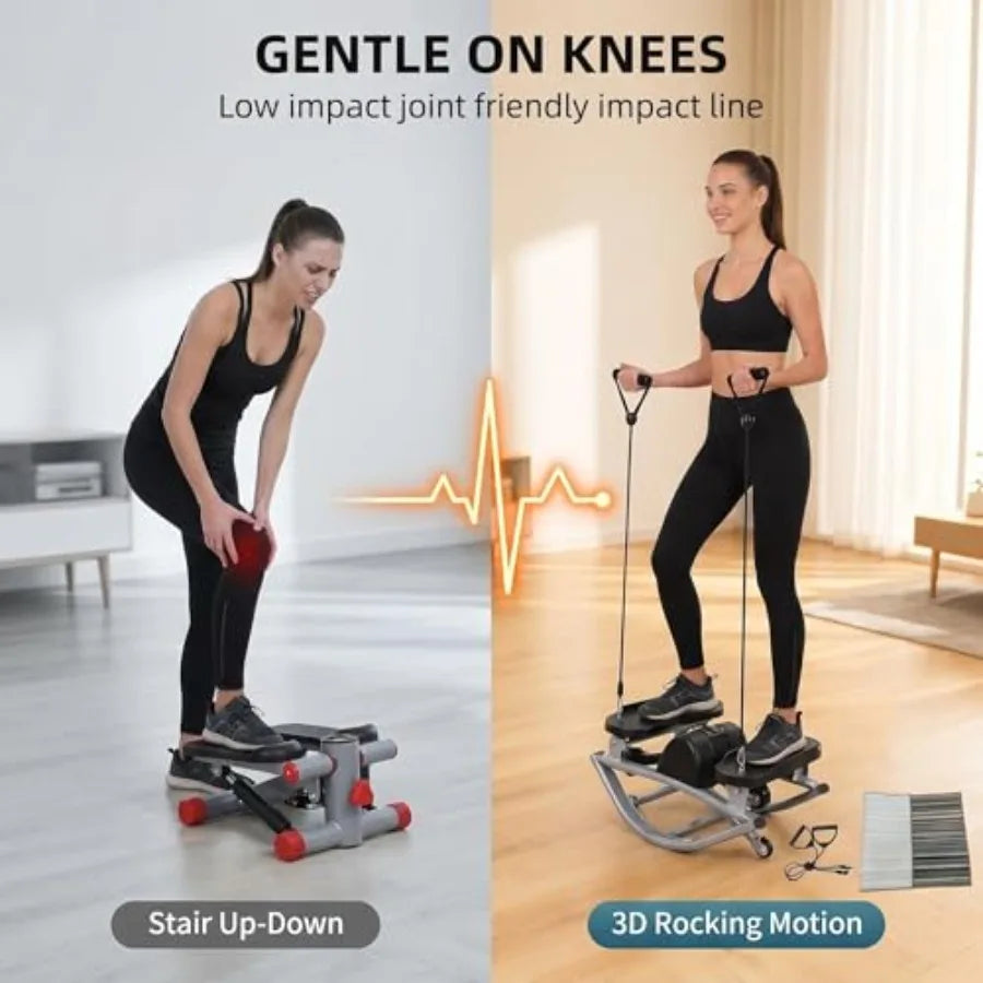 Low Impact Lateral Rocking Stepper for Knees and Joints Fitness Machine