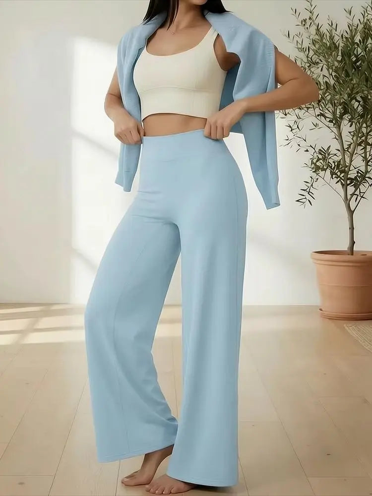 High Waist Yoga Pants For Women Straight Leg Gym Trousers