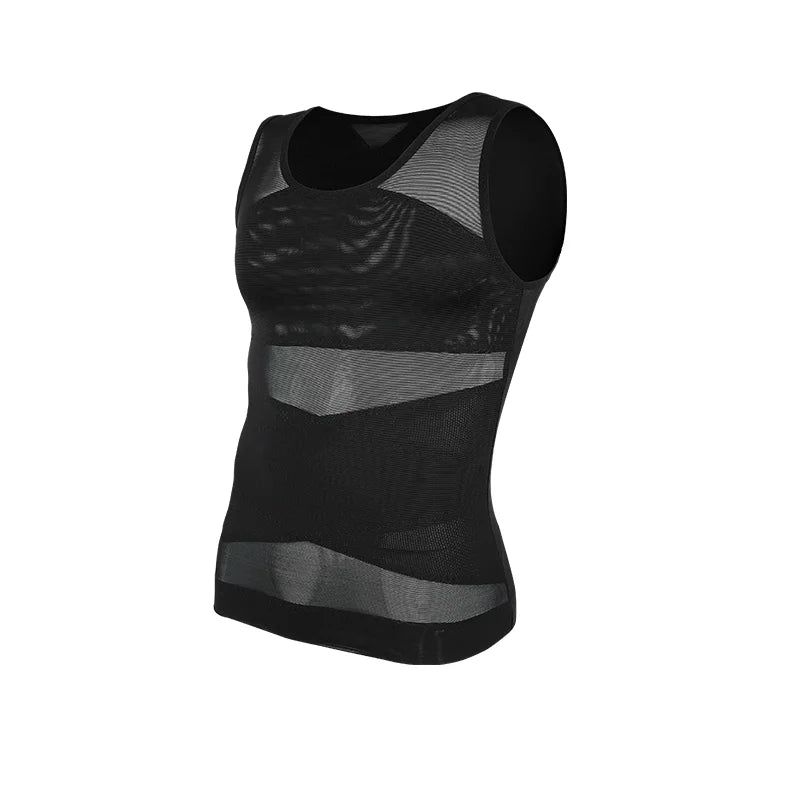 LALAMELONC Mens Cross Mesh Vest Shapewear Compression Tank Top