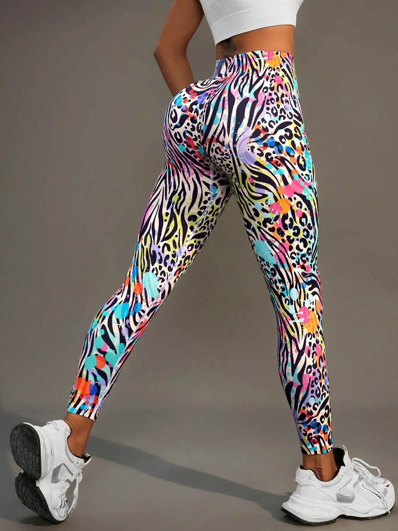 Animal Pattern High Waisted Seamless Leggings for Yoga Women