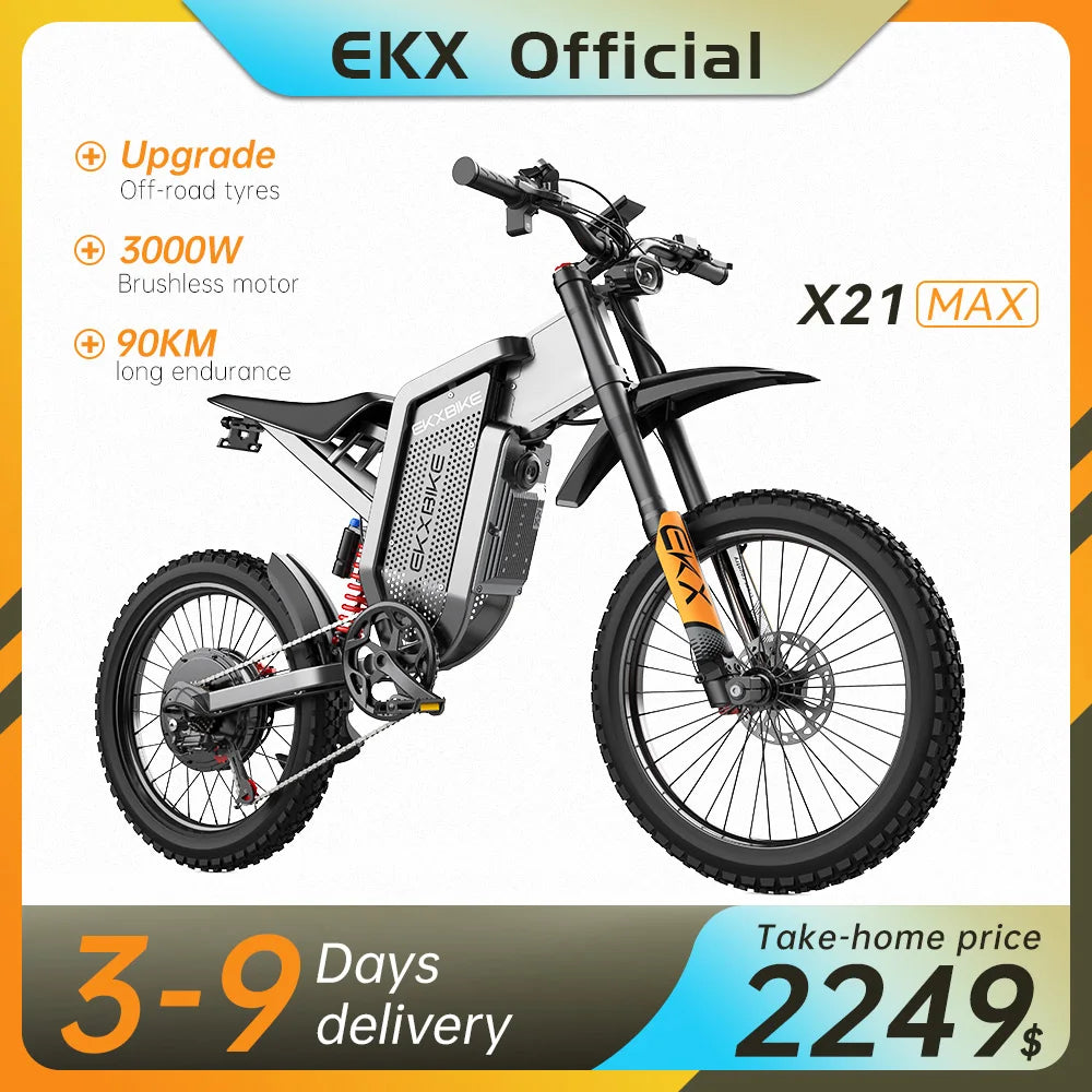 EKX X21 Max Electric Motorcycle 3000W Brushless Motor 60V Lithium Battery