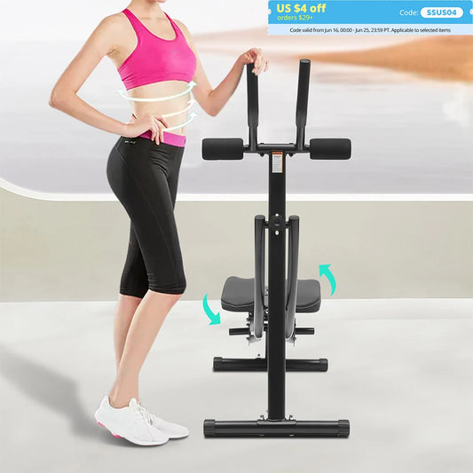 150kg Abdominal Crunch Trainer Foldable Home Gym Fitness Equipment Black