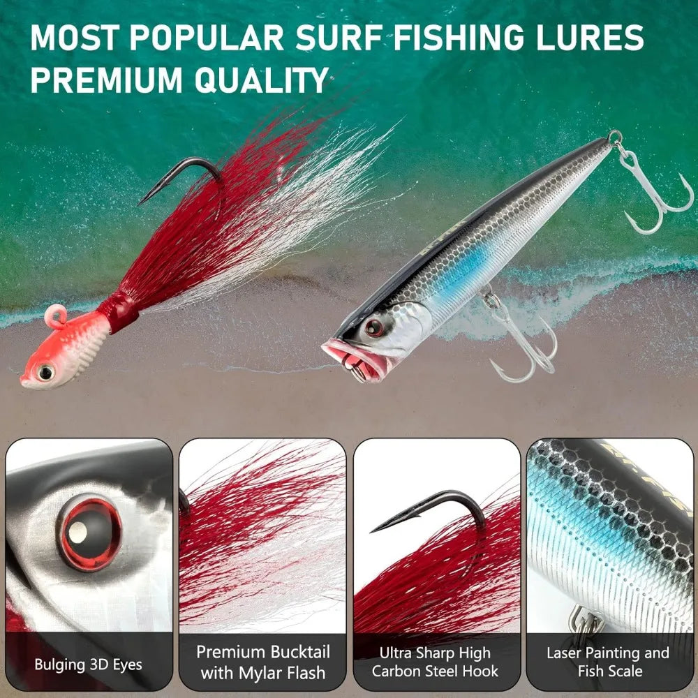 Surf Rod and Reel Combination Saltwater Spinning Gear Kit for Offshore Fishing
