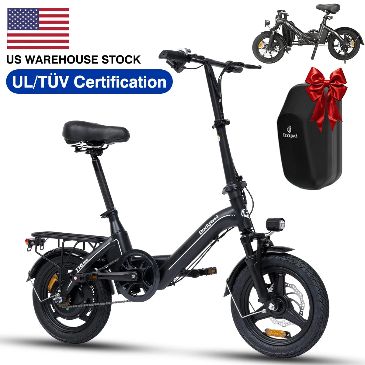 Bodywel T16Pro Folding Electric Bike 750W With Dual Disc Brakes