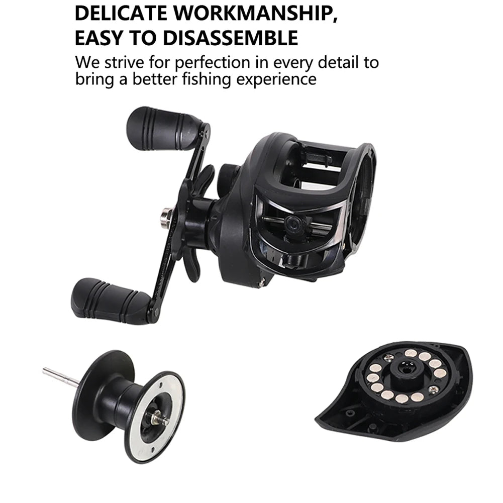 High Performance Baitcasting Reel 72 to 1 Gear Ratio 10kg Drag for Beginners