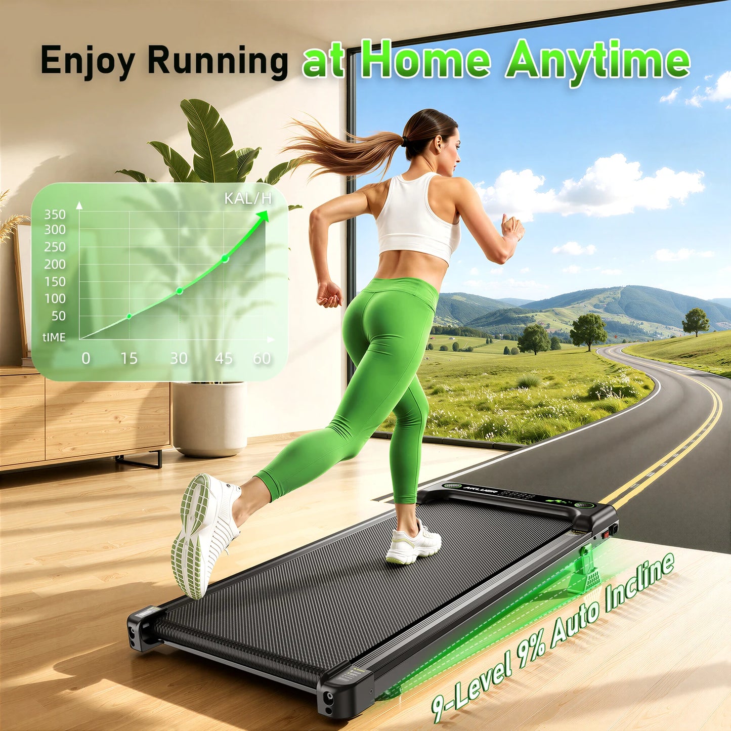AKLUER Walking Pad Under Desk Treadmill Incline 2.5HP Remote Control
