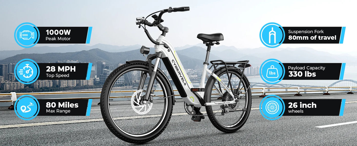 TALUSCONDOR EK7 Electric Bike City Commuter Long Range 1000W