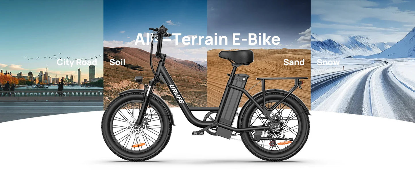 URLIFE Fat Tire Electric Bike 1000W 48V 13Ah 20 Mph 7-Speed Disc Brakes