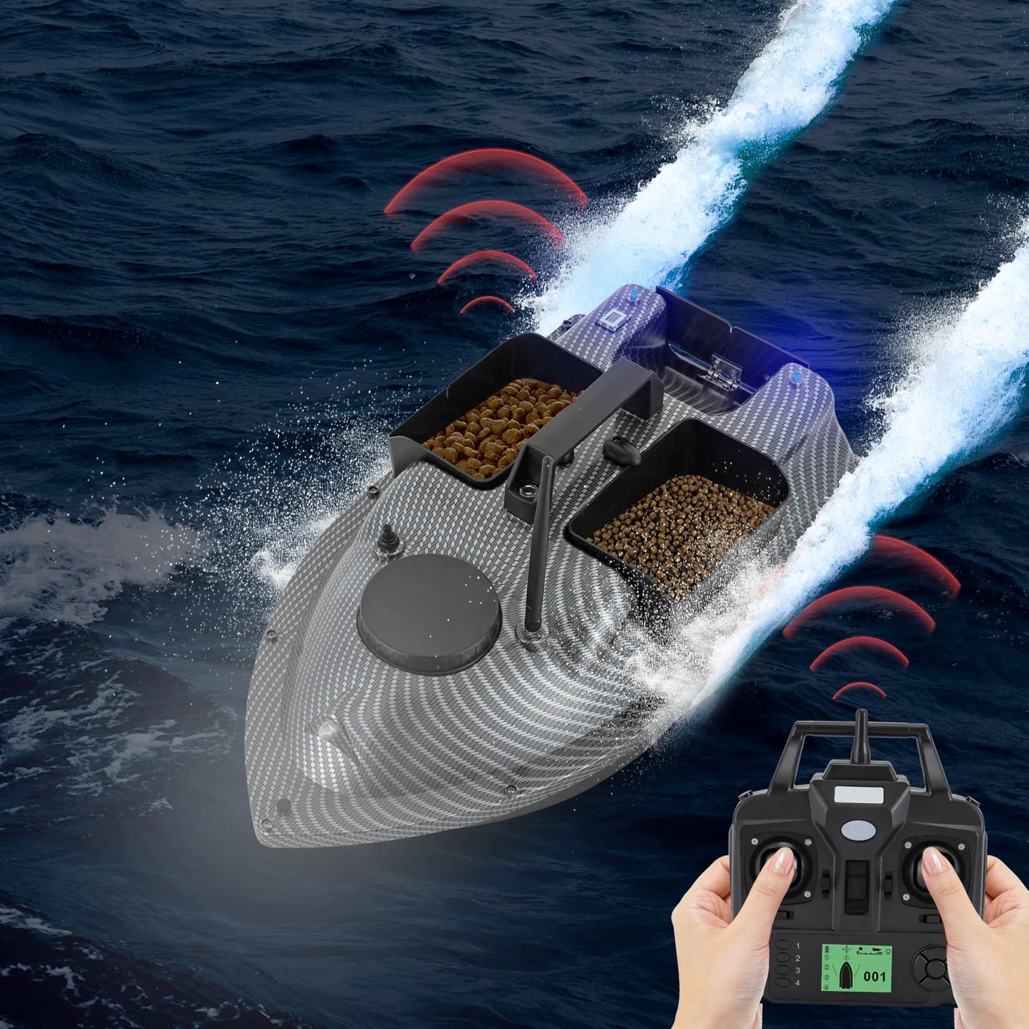 Rechargeable GPS Bait Boat With 2 Batteries And 16 Positioning Points
