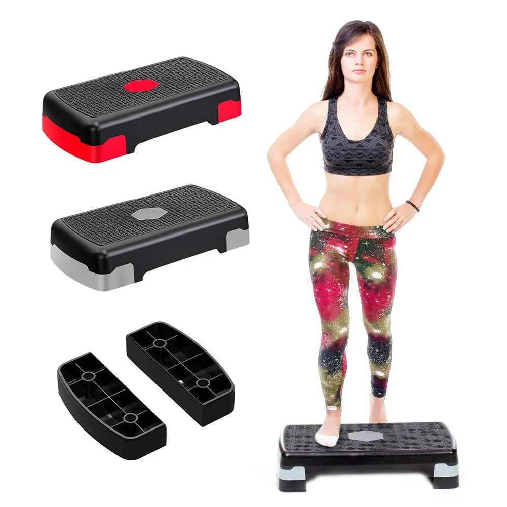 Adjustable Home Fitness Stepper - Non-slip Mini Cardio Exercise Equipment, 200KG Load-bearing Cap. Exercise mat holder Yoga