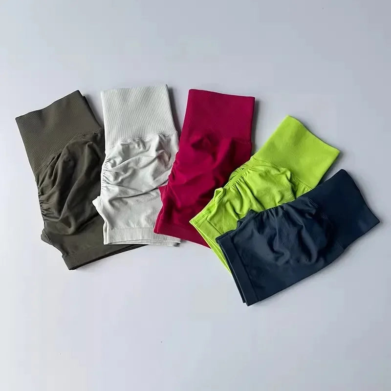 Womens High-Waist Yoga Shorts Butt-Lift Breathable Fitness Wear