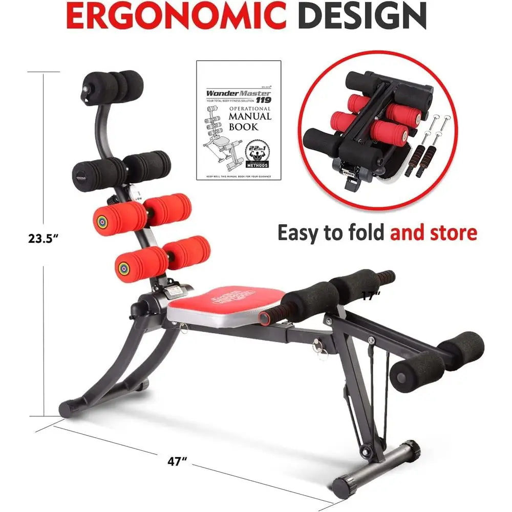 Adjustable Core And Abdominal Exercise Machine With 22 Workout Programs
