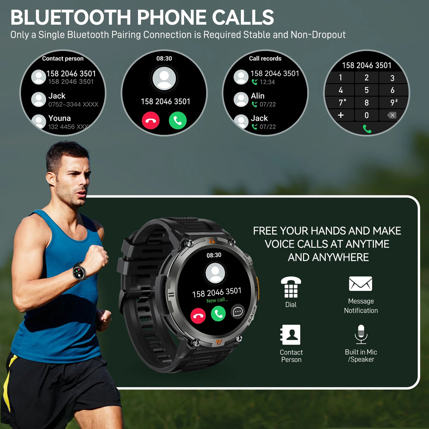 EIGIIS KE3 Smartwatch For Men Full Touch Screen Health Monitor