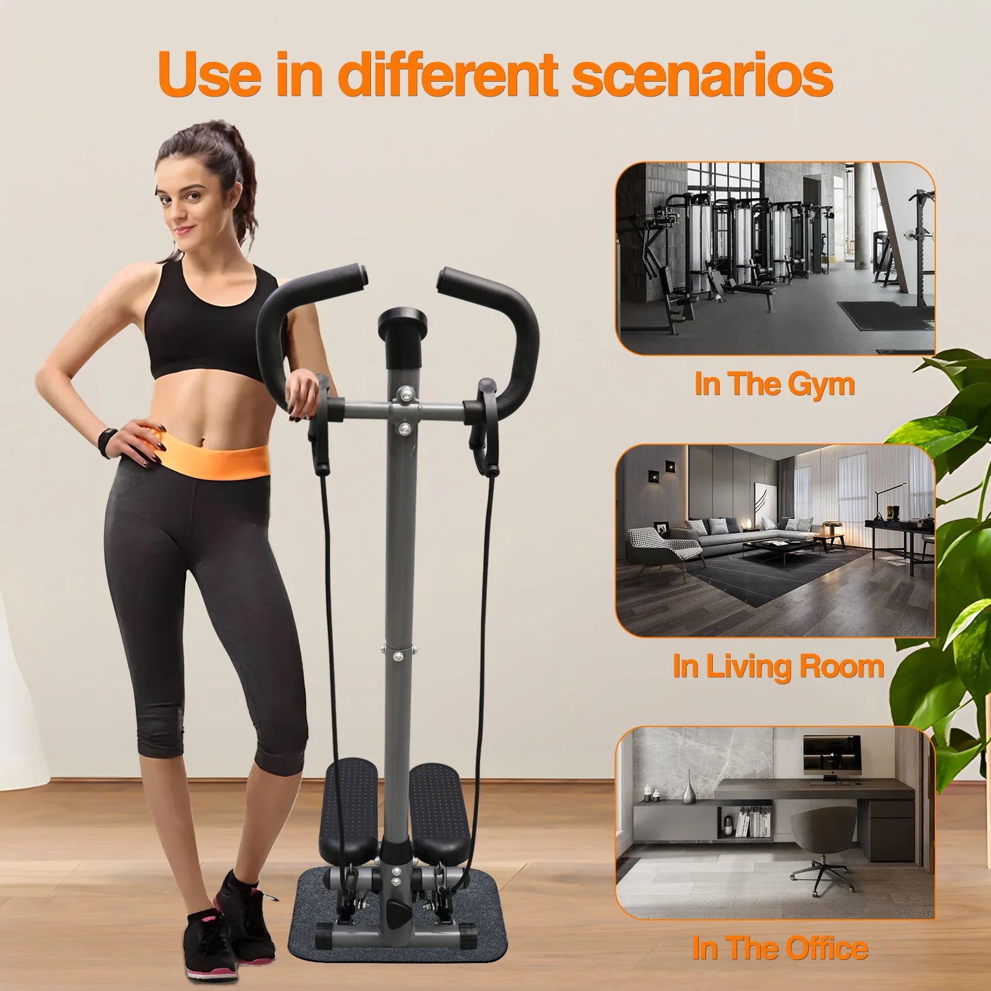 Home Gym Exercise Stepper Machine With LCD Monitor And Bands