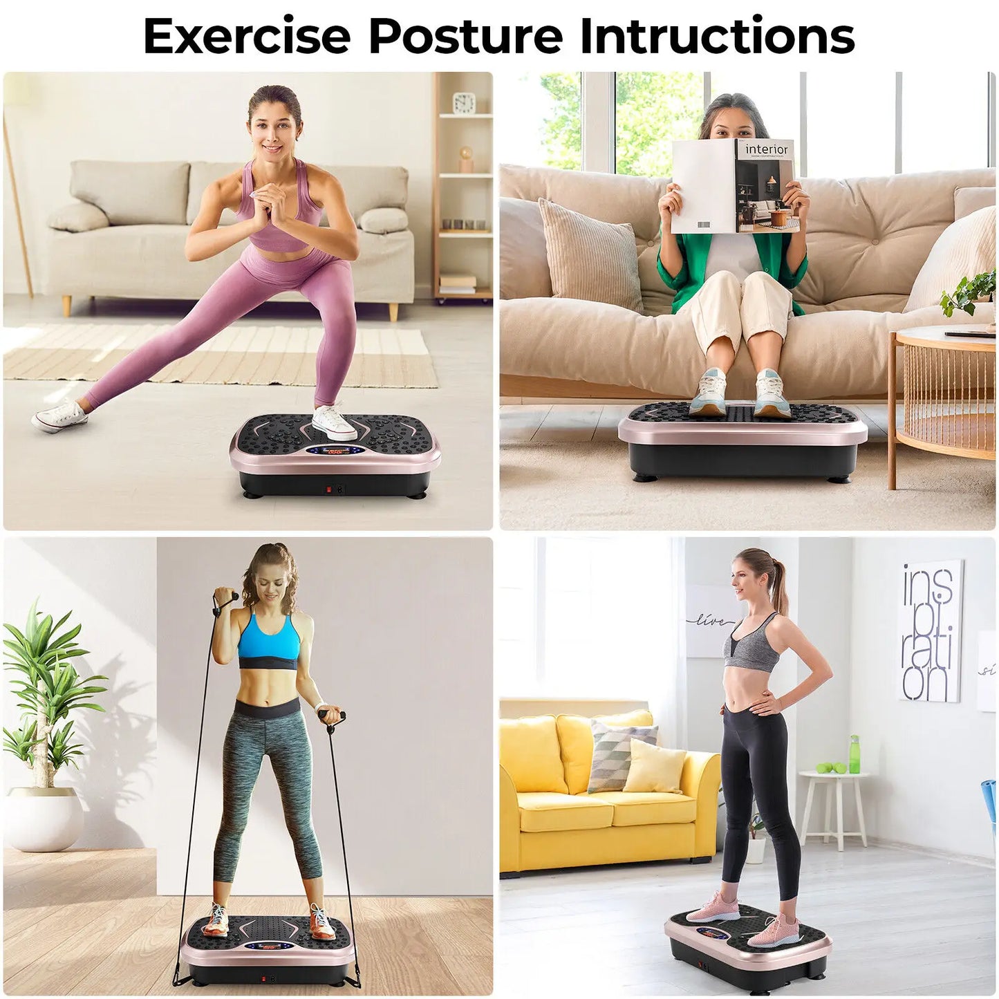 Homfa Vibration Plate Exercise Machine With Loop Bands