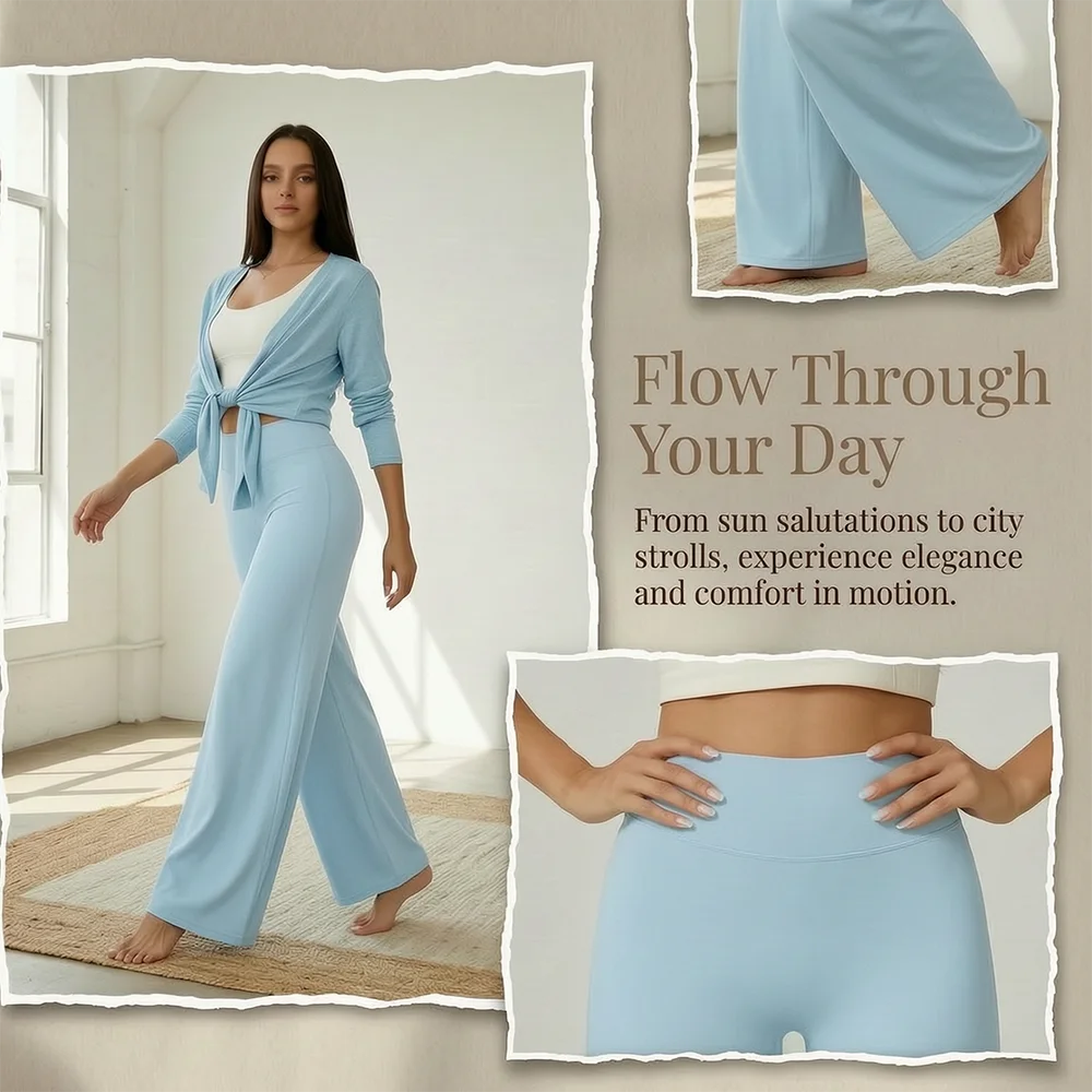 High Waist Yoga Pants For Women Straight Leg Gym Trousers