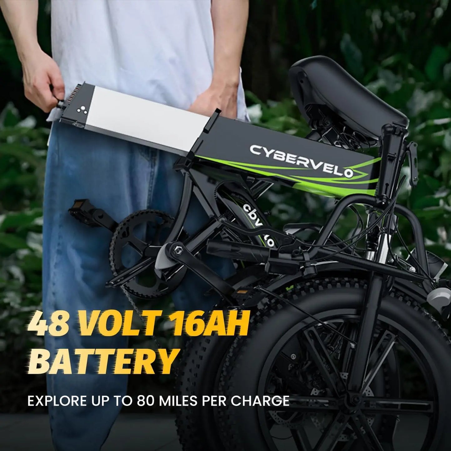 CYBERVELO 1000W Foldable Electric Fat Tire Ebike For Adults
