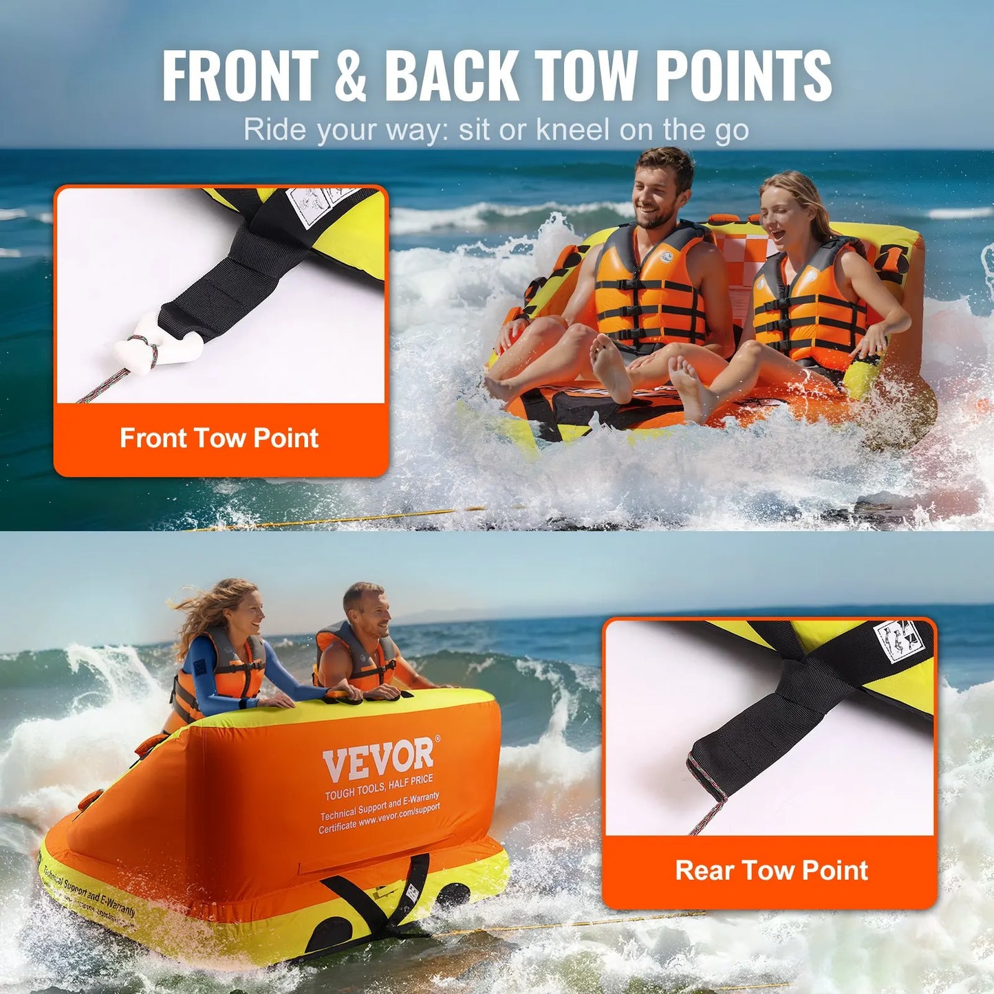 Towable Boating Tube For 1 2 Riders With Deck Seats