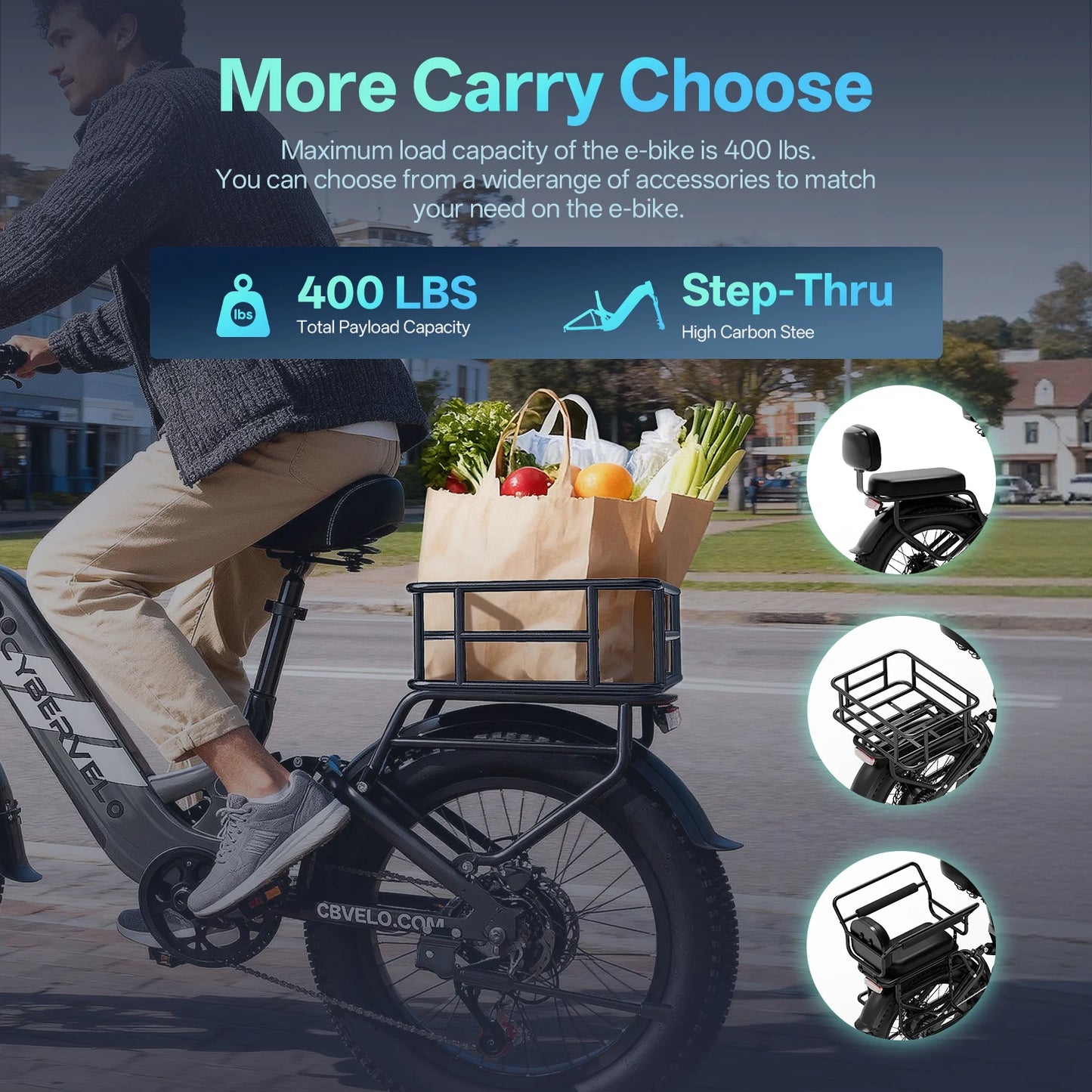 CYBERVELO EK12 Step Thru Electric Bike With 48V 20Ah Battery