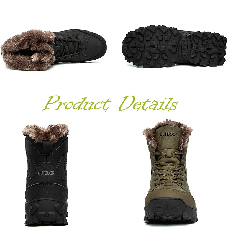 Men's Plush Waterproof Winter Snow Boots with Anti-Slip Comfort and Warmth