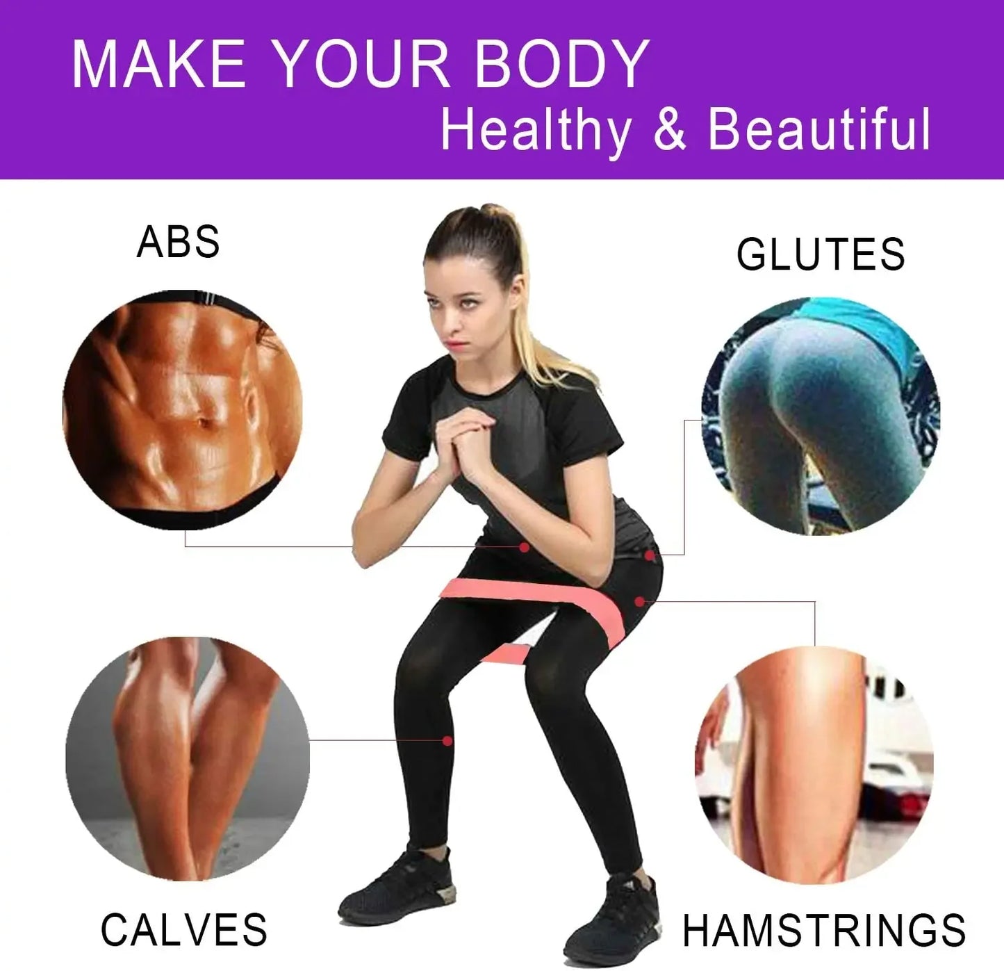 lpcbec Five Piece Fitness Resistance Bands Set For Home Gym And Yoga