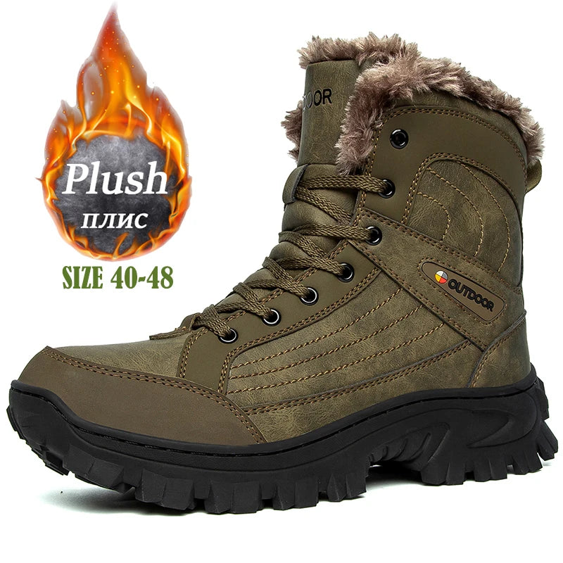 Men's Plush Waterproof Winter Snow Boots with Anti-Slip Comfort and Warmth