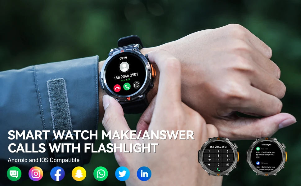 EIGIIS KE3 Smartwatch for Men with Health Monitor and Bluetooth