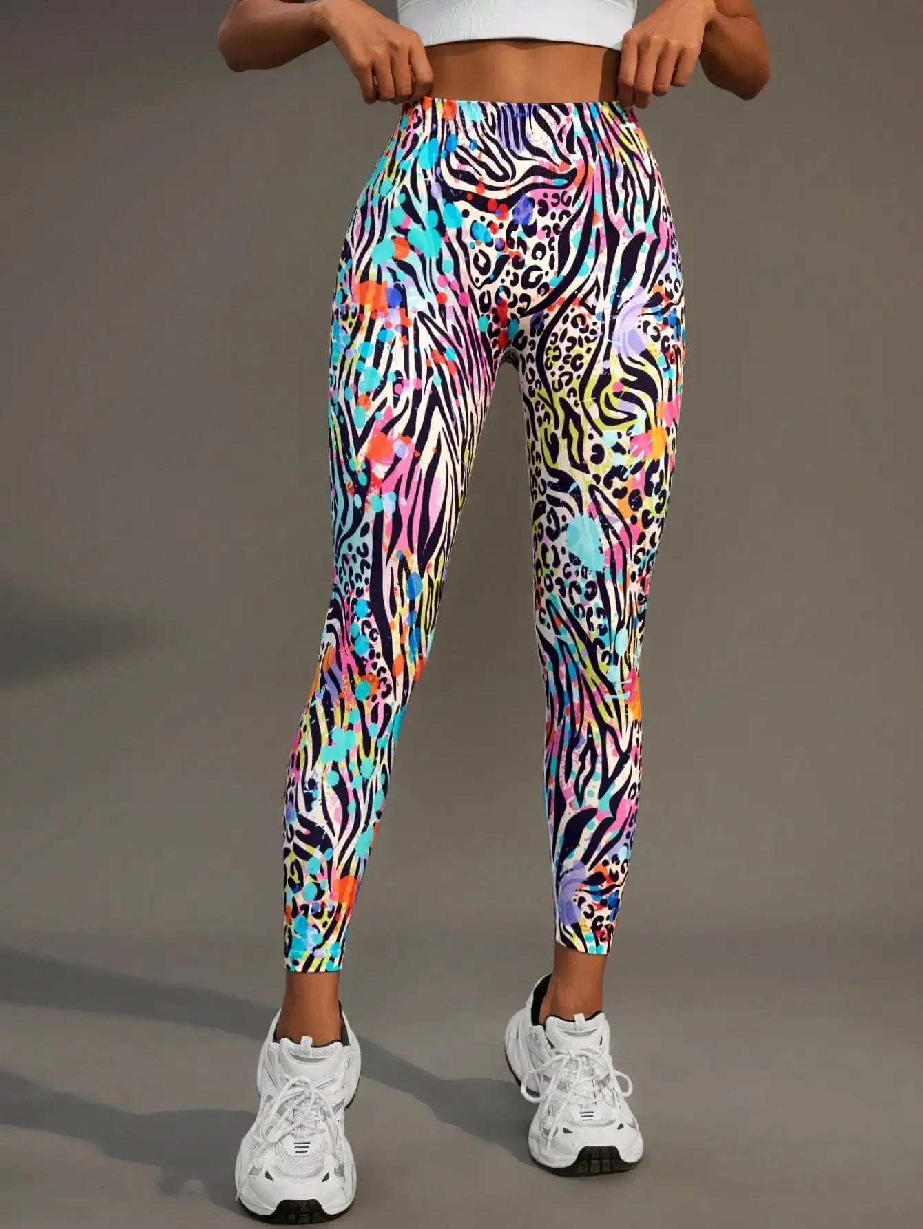 Animal Pattern High Waisted Seamless Leggings for Yoga Women