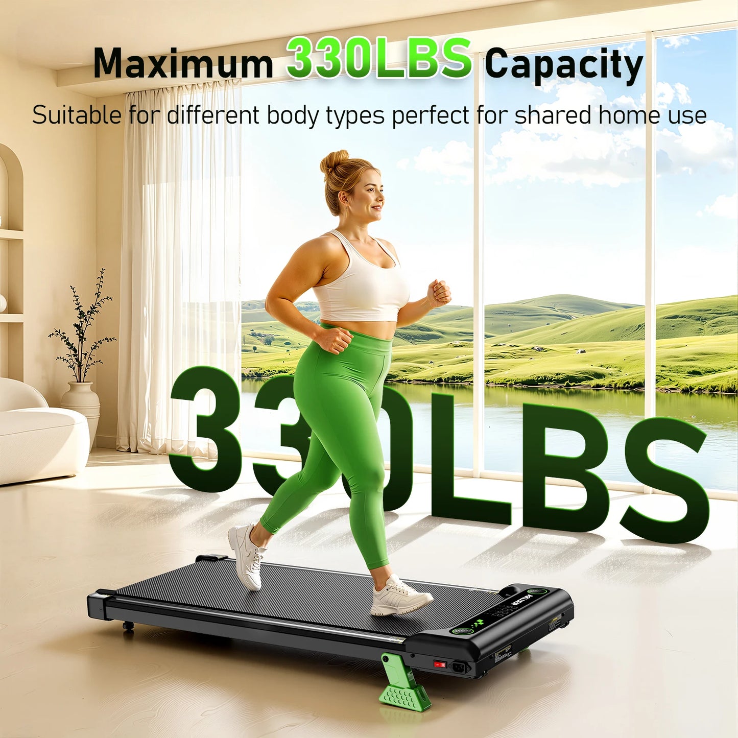 AKLUER Walking Pad Under Desk Treadmill Incline 2.5HP Remote Control