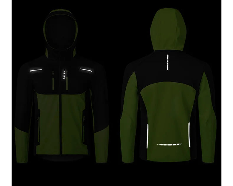INBIKE Mens Winter Cycling Jacket With Hood Windproof Fleece Coat