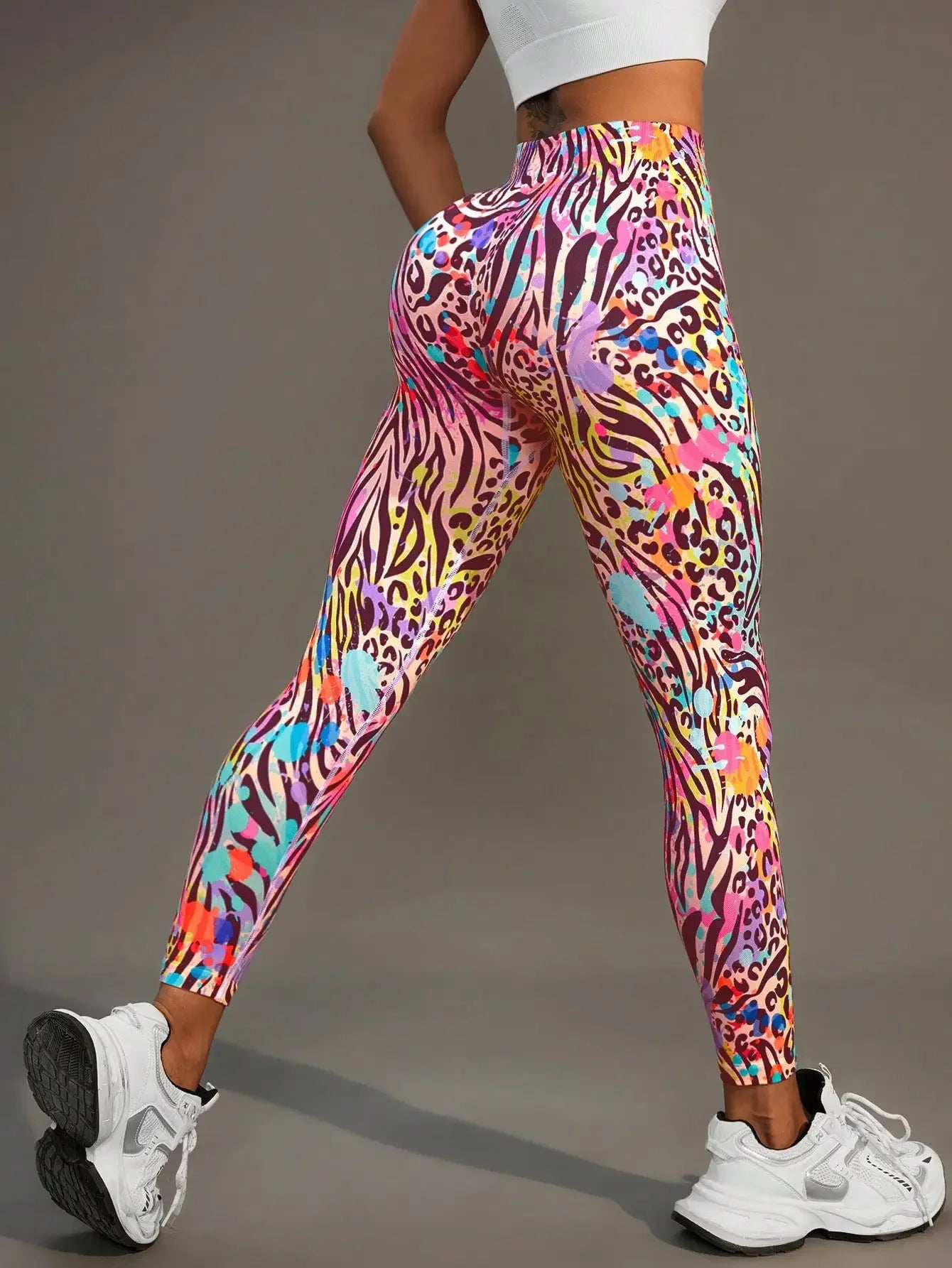 Animal Pattern High Waisted Seamless Leggings for Yoga Women