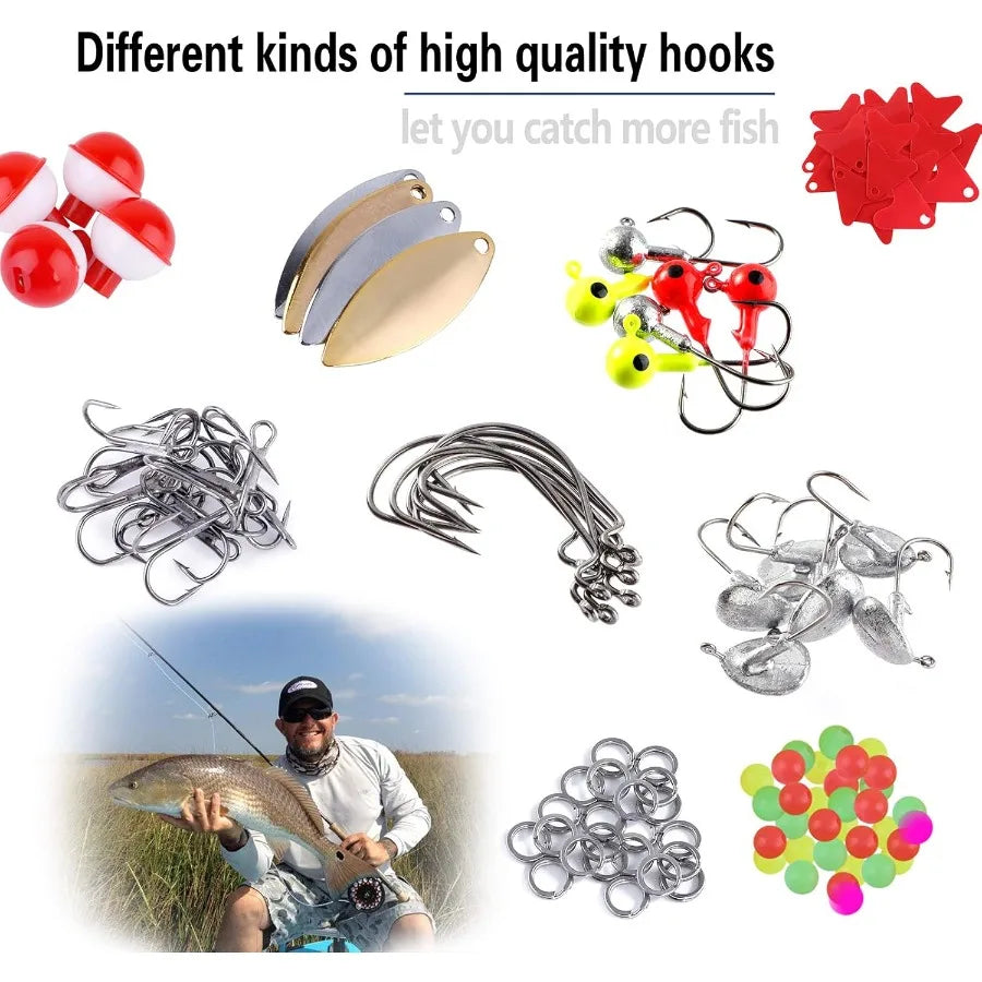 Fishing Accessories Kit Tackle Box Hooks Weights Sinkers