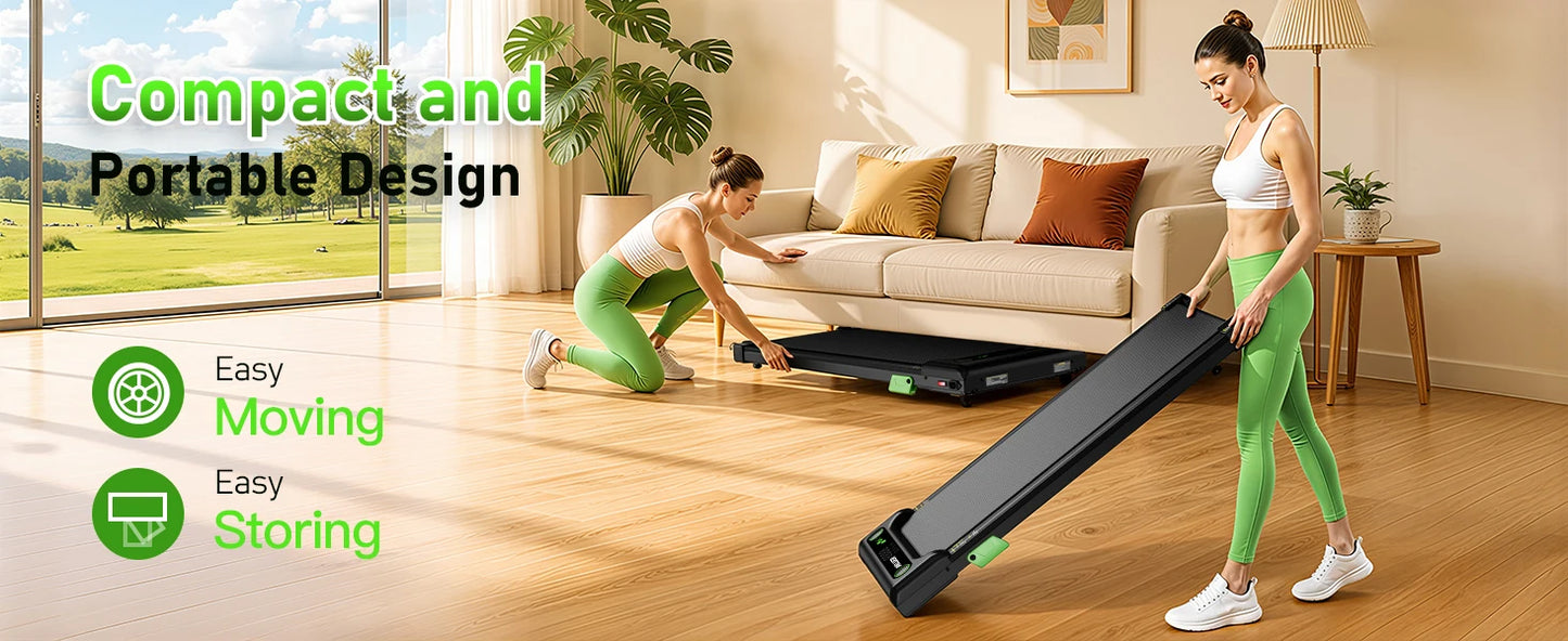 AKLUER Walking Pad Under Desk Treadmill Incline 2.5HP Remote Control