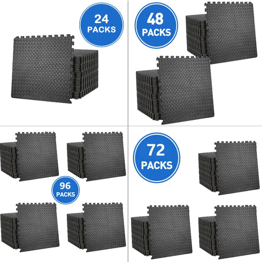 Puzzle Exercise Mat 3/4'' Thick Interlocking Tiles Workout Equipment 24/48/72/96