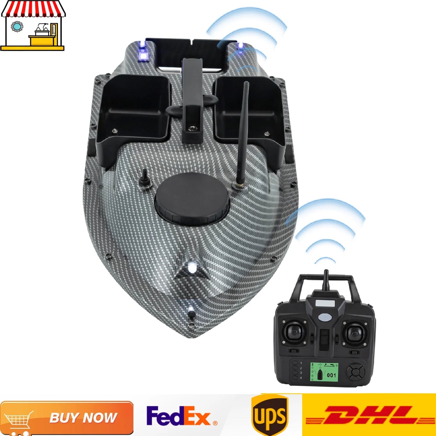 Rechargeable GPS Bait Boat With 2 Batteries And 16 Positioning Points
