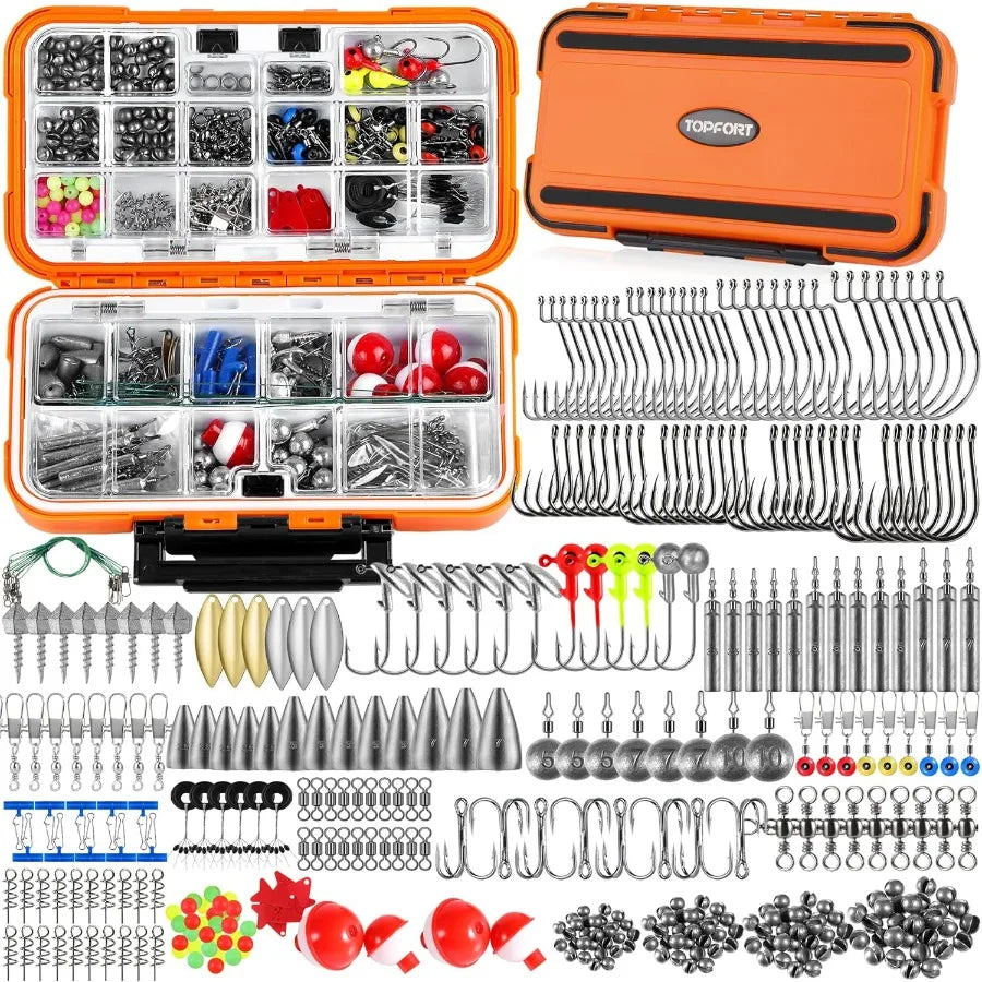 Fishing Accessories Kit Tackle Box Hooks Weights Sinkers