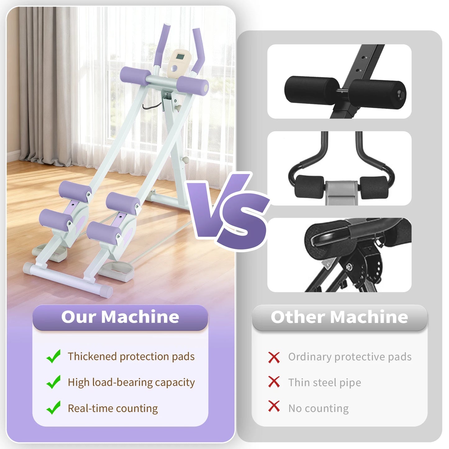 Monorail Ab Machine Ab Cruncher With Adjustable Resistance Levels