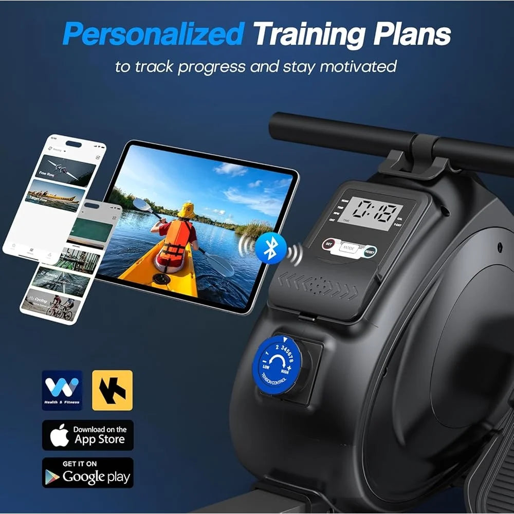 Magnetic Rowing Machine Compact Indoor Rower 300lbs Adjustable Resistance