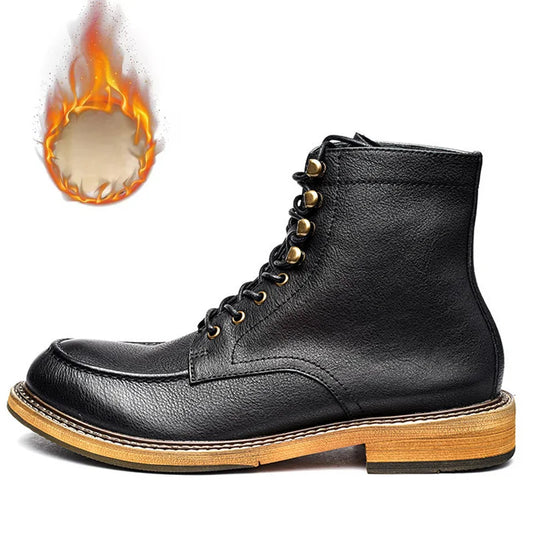 KOWM Men's Waterproof Hiking Shoes Leather Tactical Boots for Desert Camping