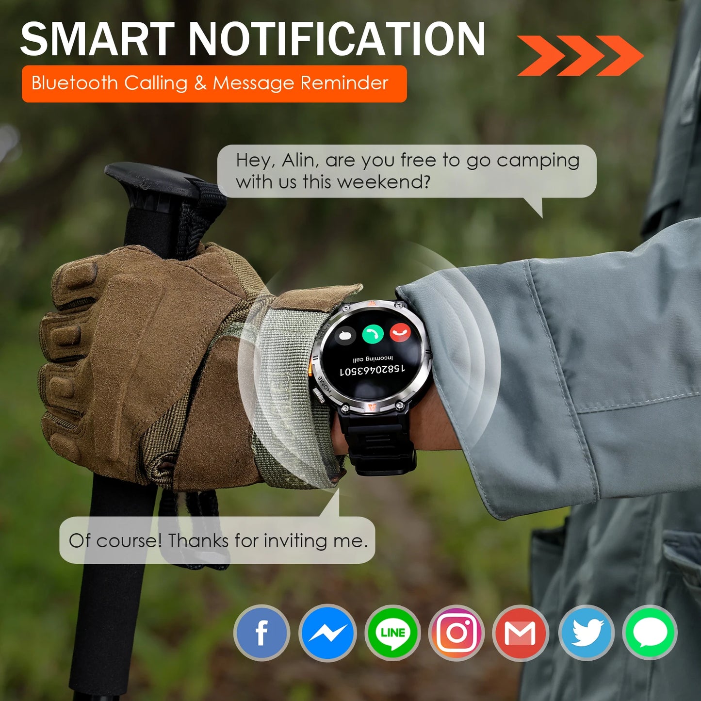 EIGIIS KE3 Smartwatch for Men with Health Monitor and Bluetooth