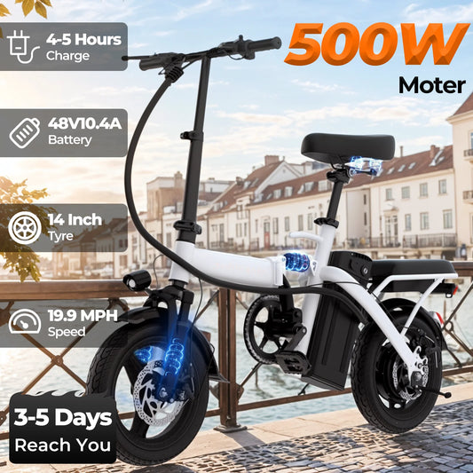 LELEKUA 14 Inch Electric Bike Easy Fold Commuter