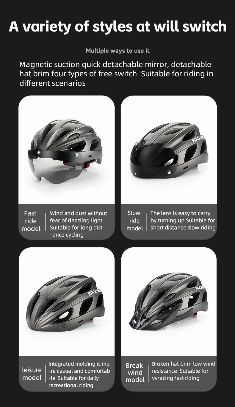 ROCKBROS Cycling Helmet With Goggles Lightweight Integrated MTB Road