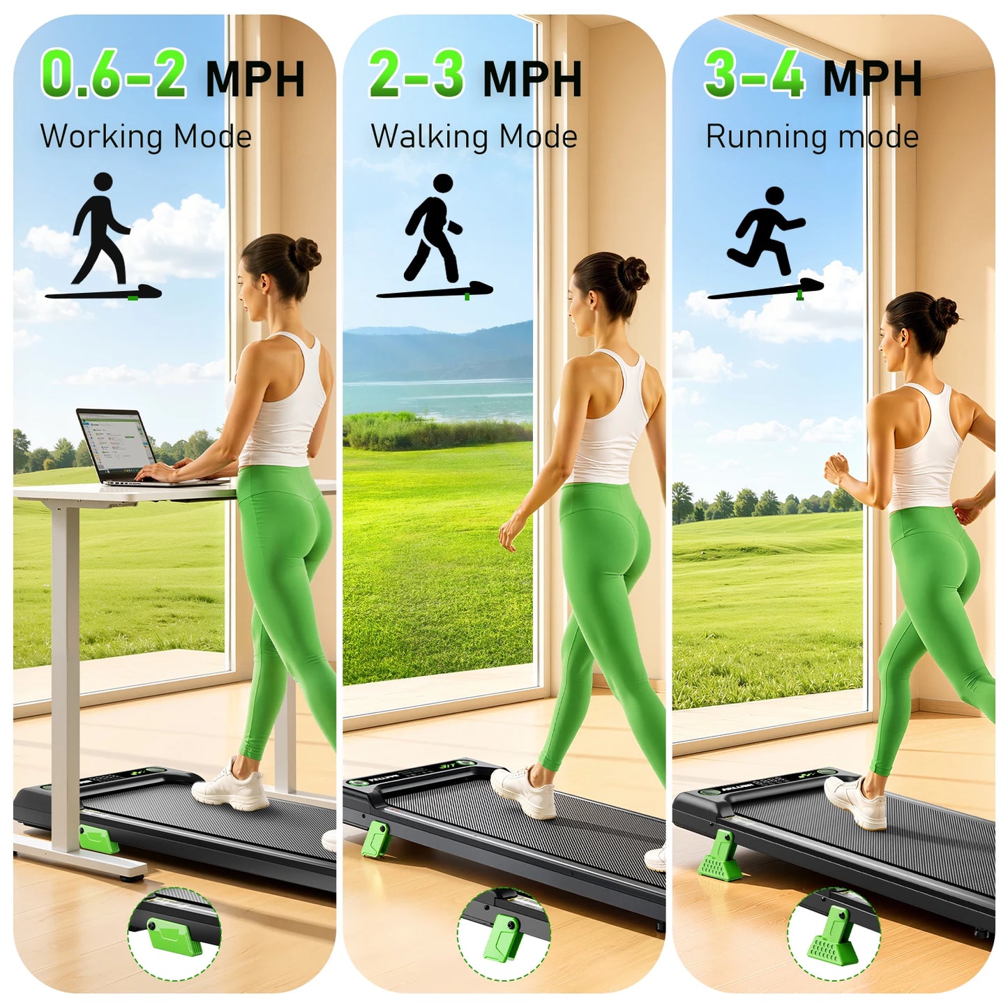 AKLUER Walking Pad Under Desk Treadmill Incline 2.5HP Remote Control